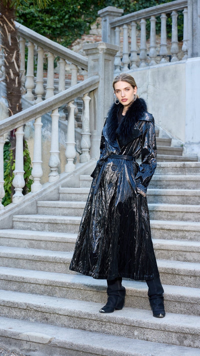MissWhence Patent Leather Overcoat - Navy - Image 5