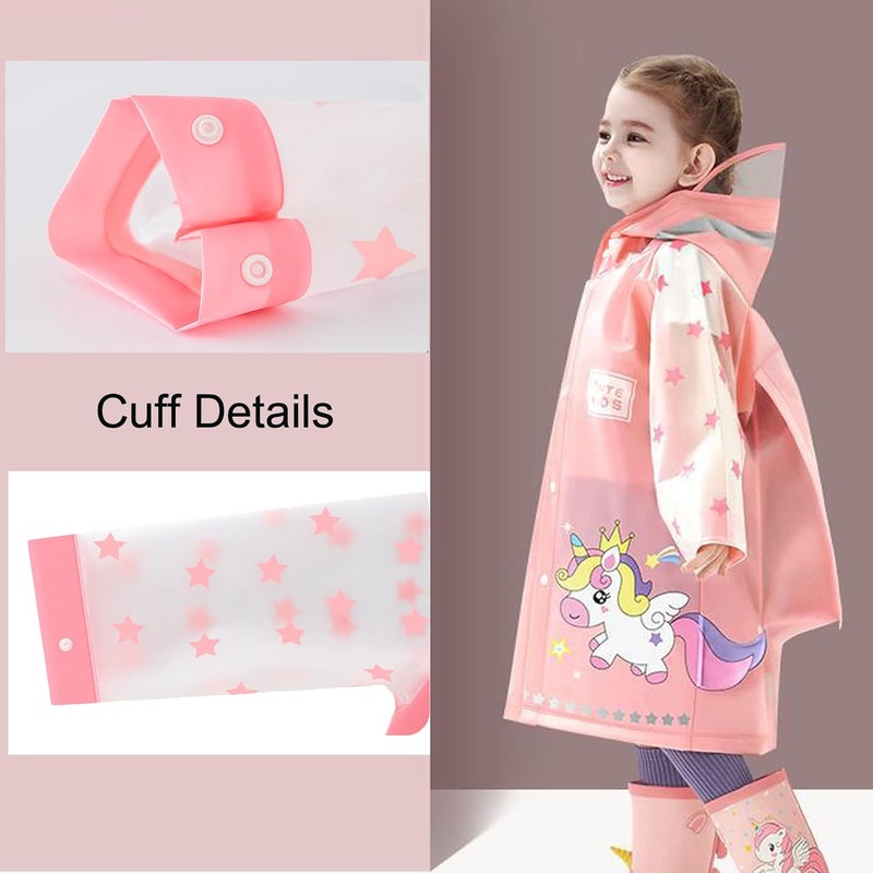Fewlby Kids Raincoats For Girls Boys Waterproof Rain Jacket Cartoon Unicorn Children Toddler Rain Wear Children Rain Poncho 4XL Size 13-14 Years - Image 3