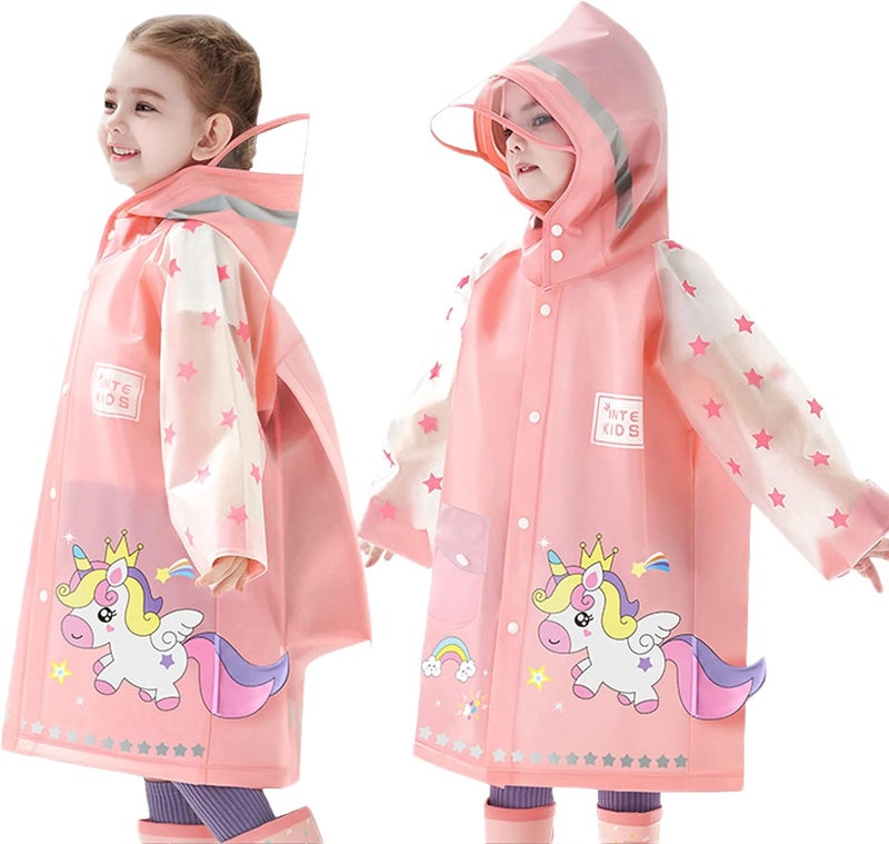 Fewlby Kids Raincoats For Girls Boys Waterproof Rain Jacket Cartoon Unicorn Children Toddler Rain Wear Children Rain Poncho 4XL Size 13-14 Years - Image 1