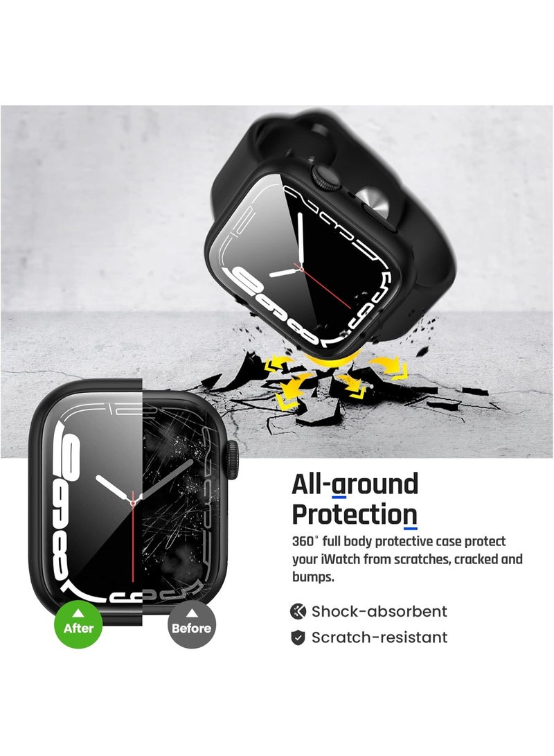 yalilai Waterproof Case for Apple Watch Series 9/8/7 45mm with Tempered Glass Screen Protector, 360 Full Coverage Protective Cover for Apple iWatch 45mm, Black - Image 5