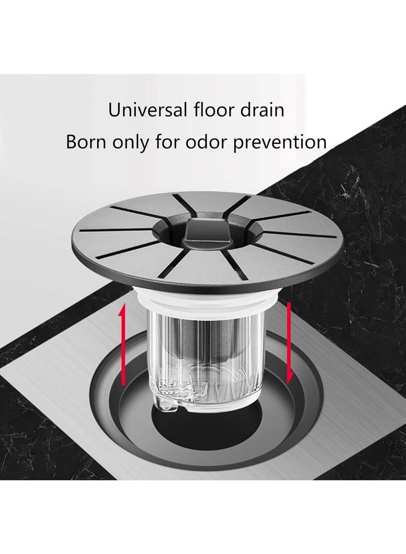 Zikra 2 Pack Drain Filter, Removable Filter Basket, Odor FreesUniversal Bathroom Sink Stopper, Suitable for Home, Hotels, Public Restrooms (Gray, Bright Silver) - Image 2