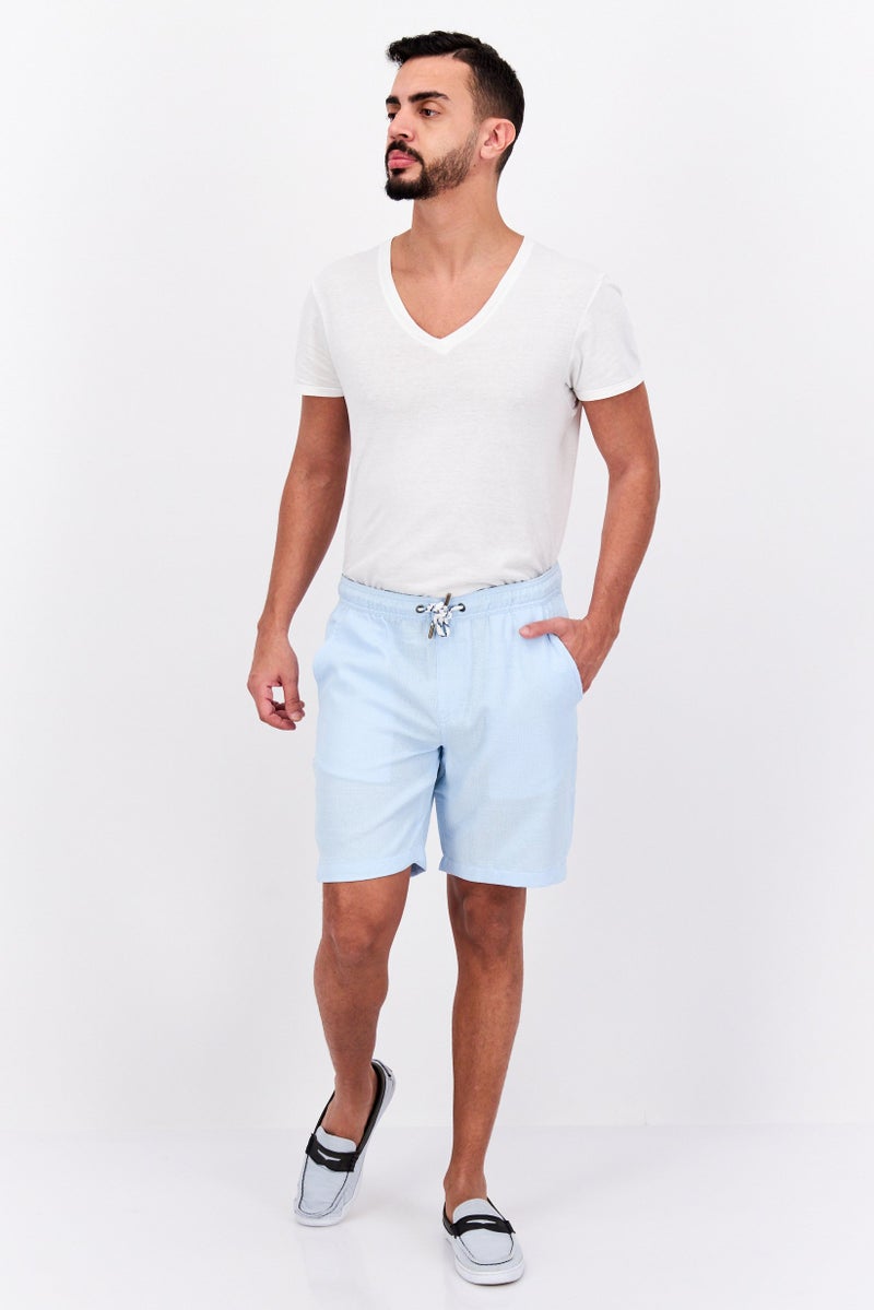 Cabana Men Textured Basic Shorts, Light Blue - Image 4