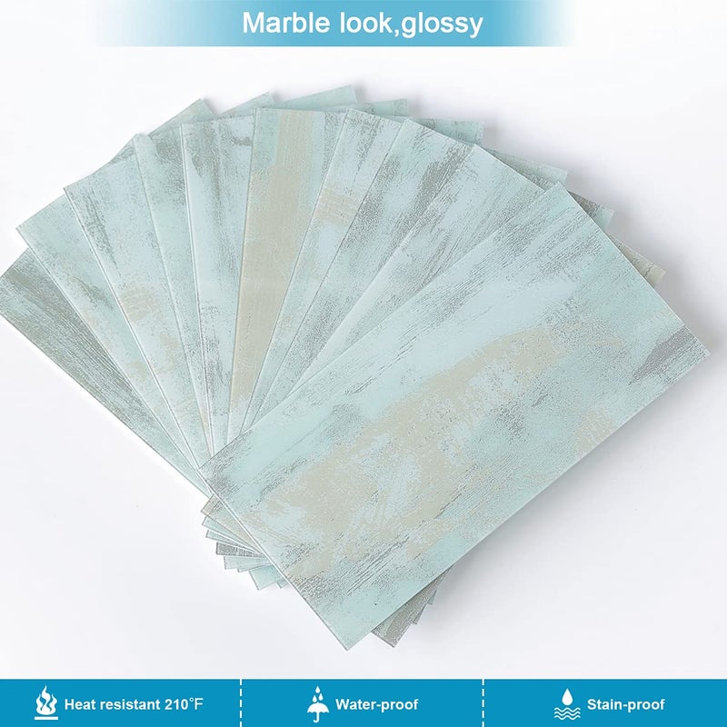 BeNice Peel and Stick Backsplash Large Bathroom Subway Tiles,Kitchen Shower Wall Stickers Waterproof(23Tiles) Califonia Blue - Image 2