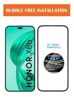 NAFCO For Honor X8b - Full Glue Tempered Glass Screen Protector - Advanced Border-Less Full Edge to Edge ,Shatterproof , High Responsiveness , Higher Transparency , Quick to Install ,Anti-scratch and Bubble-free Screen Protector - Black  - Image 4