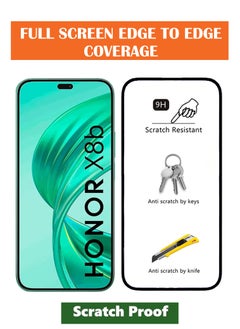 NAFCO For Honor X8b - Full Glue Tempered Glass Screen Protector - Advanced Border-Less Full Edge to Edge ,Shatterproof , High Responsiveness , Higher Transparency , Quick to Install ,Anti-scratch and Bubble-free Screen Protector - Black  - Image 2
