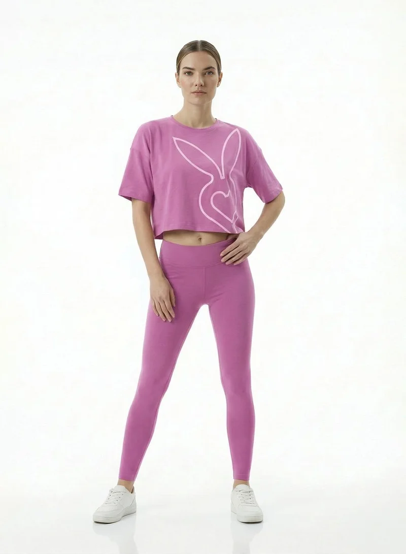 Cardio Bunny Dusty Rose Women's Oversized Crop Graphic Printed Drop Shoulder T-Shirt for Women | Best Price UAE