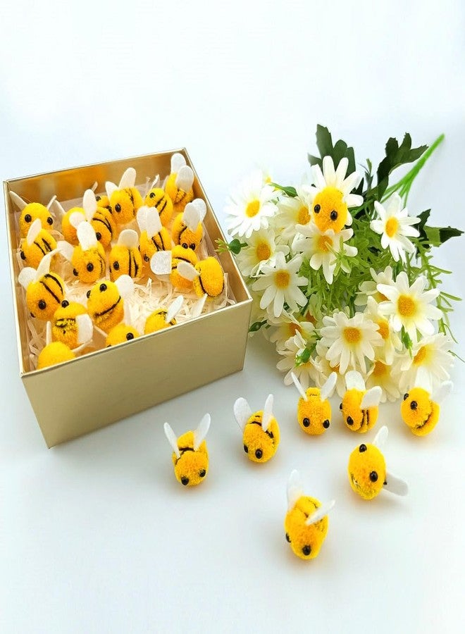 SaktopDeco 28 PCS Felt Bees Wool Felt for Crafts Mini Bee Plush Decor for Bee Gender Reveal Decorations Clothing Hat Gift DIY Crafts - Image 5