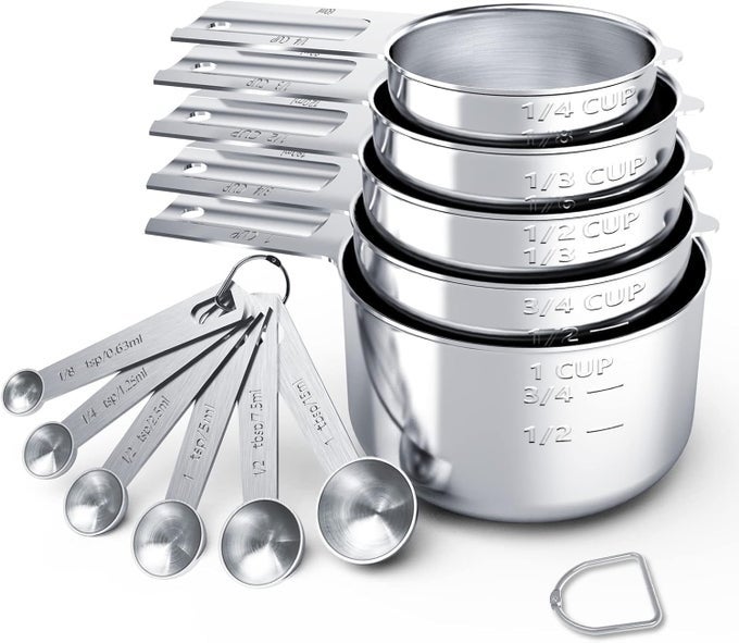 STAINLESS STEEL MEASURING CUPS SPOONS SET CUPS AND SPOONSKITCHEN GADGETS FOR COOKING BAKING 11