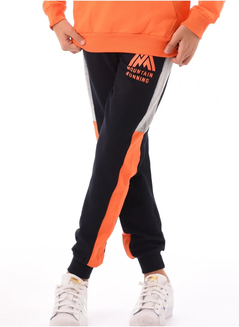 URBASY Boys 2 Pc Set Hoodie with Joggers -Black and Orange