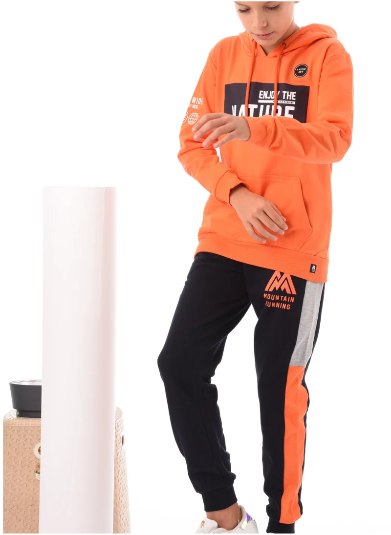 URBASY Kids Boys Sweat Jacket with Joggers Set in 100% Cotton - ORANGE