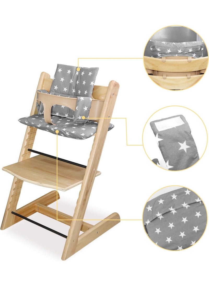 KISSUN Baby high chair cushion, gray star-patterned soft baby cushion, suitable for Tripp Trapp High Chair - Image 4