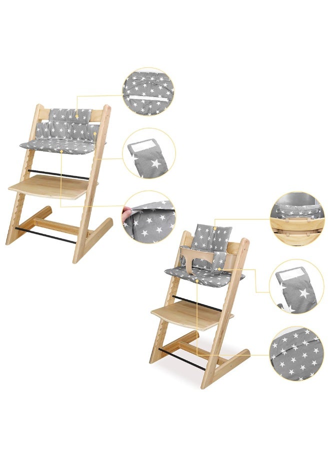 KISSUN Baby high chair cushion, gray star-patterned soft baby cushion, suitable for Tripp Trapp High Chair - Image 3