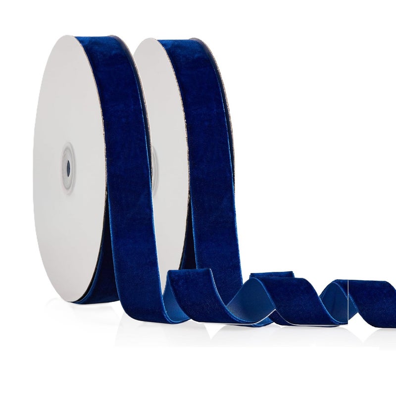 Velvet Ribbon: 20 Yards 5/8 Inch Navy Blue - Premium Soft Washable Non-Fading Ribbon for Christmas Decor, Gift Wrapping, Wedding & Home Crafts - Image 1