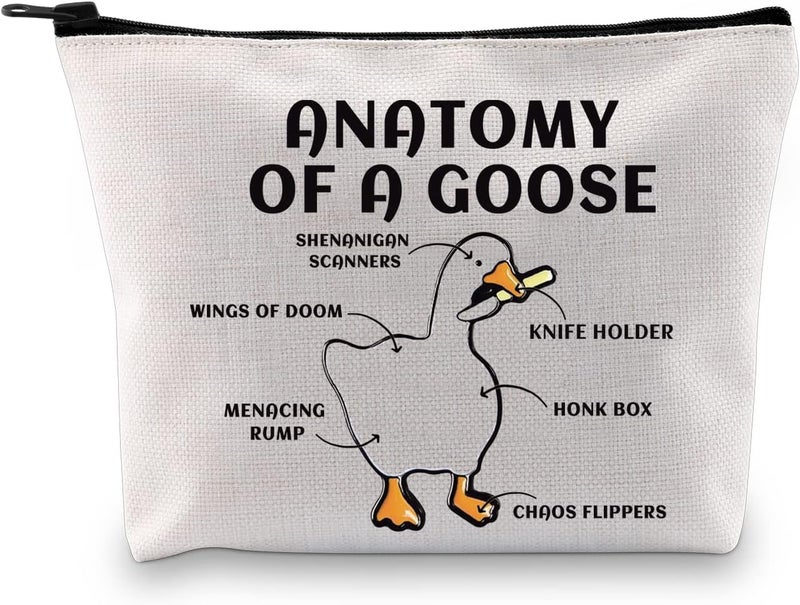 G2TUP Goose Lover Anatomy Of A Goose Makeup Bag Cosmetic Travel Pouch (White)