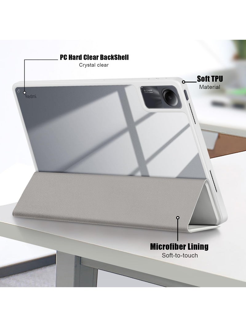 KASTWAVE Case for Xiaomi Redmi Pad SE 11'' 2023, Hybrid Slim Case Cover [Built-in Pencil Holder] Shockproof Cover with Clear Transparent Back Shell for Xiaomi Redmi Pad SE Gray - Image 3