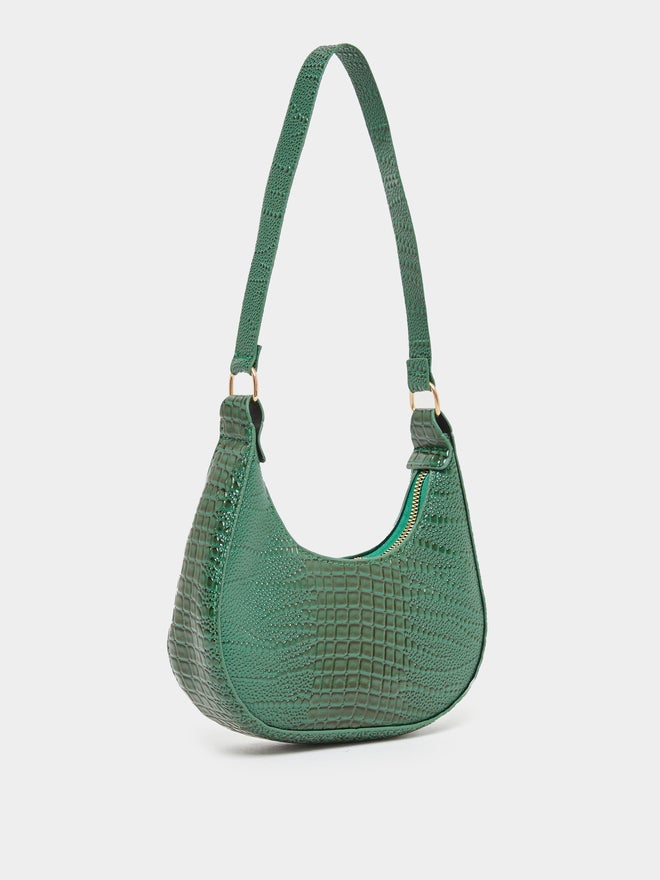 Styli Styli Green Croco Shoulder Bag - Image 1