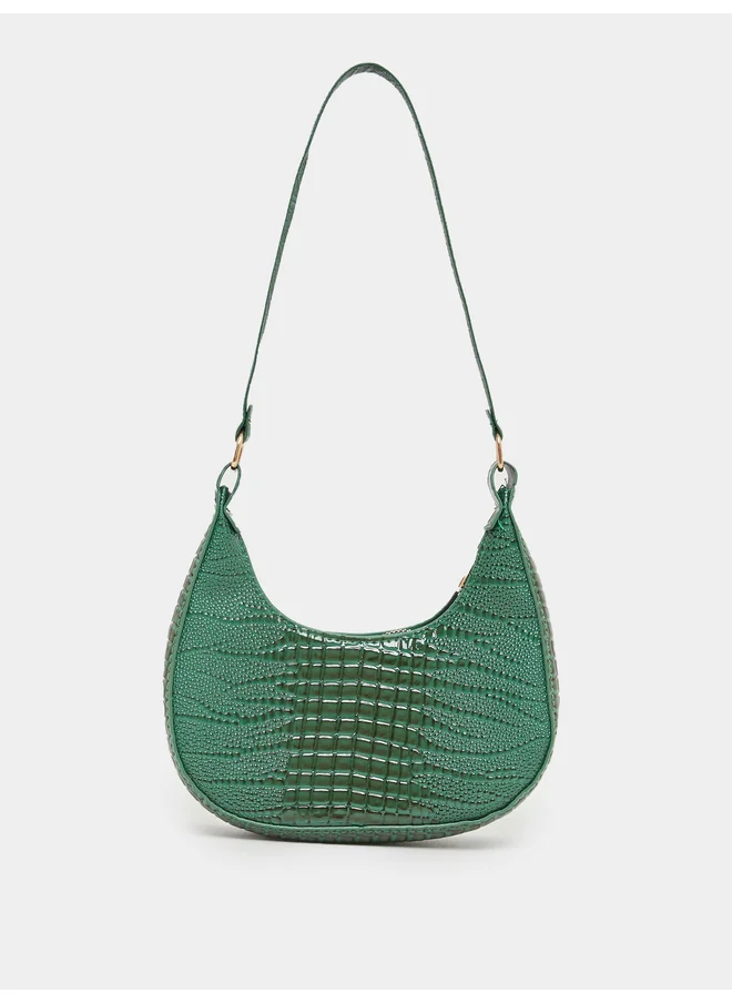 ستايلي Styli Green Croco Shoulder Bag