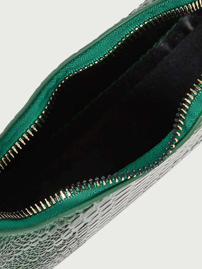 Styli Styli Green Croco Shoulder Bag