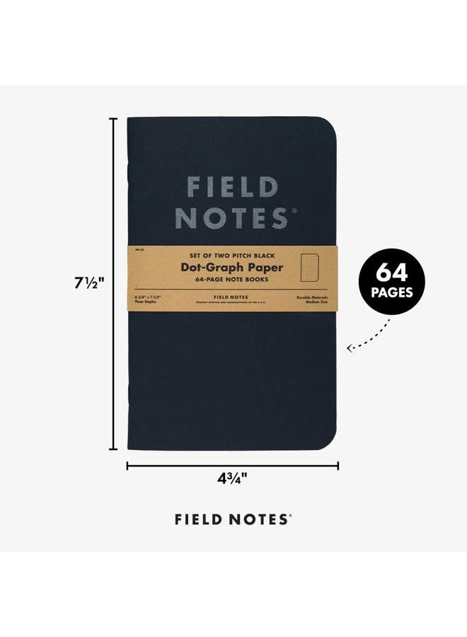 Field Notes 2-Pack Pitch Black Notebooks (4.75" X 7.5"), Dot-graph, 64 Pages | Thin Pocket Sized EDC Notebook With 90 GSM Paper & Paperback Cover | Work Notebooks For Note Taking | Made in the USA - Image 5