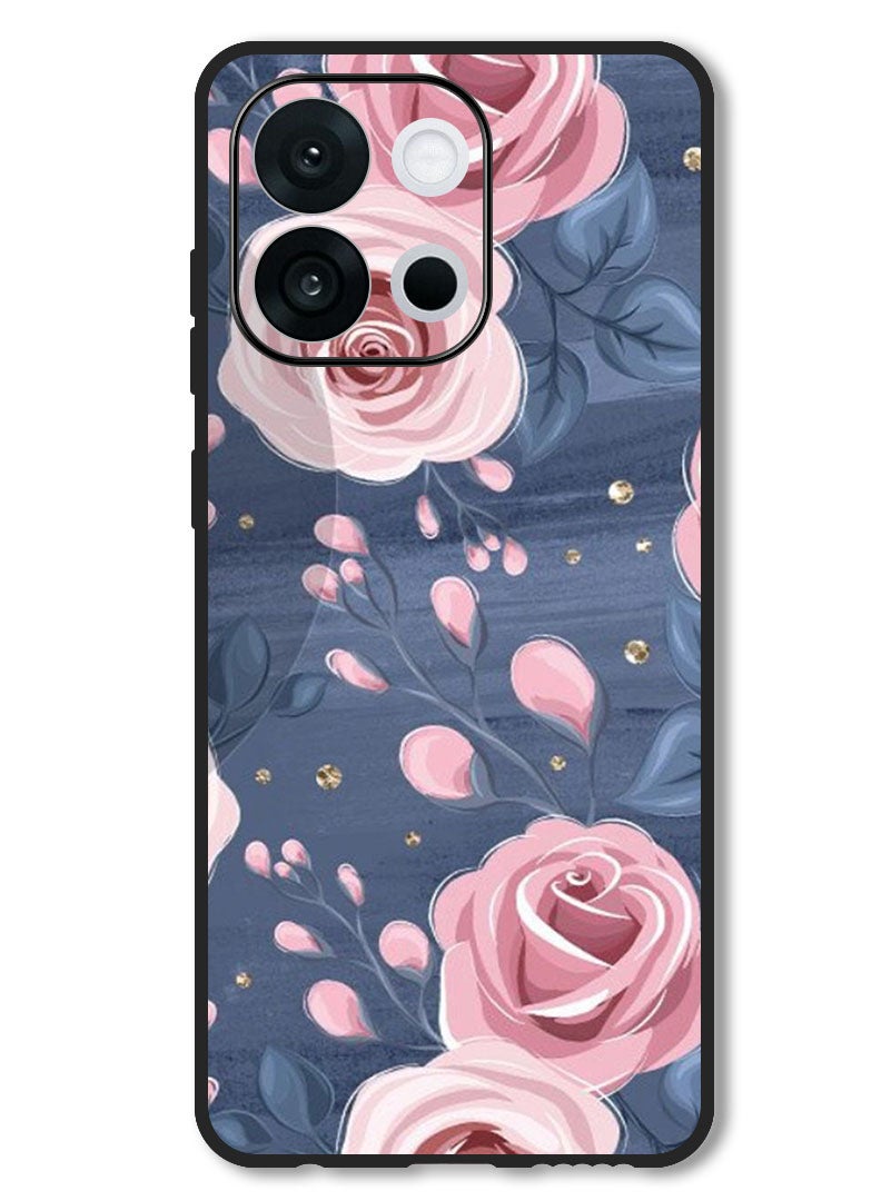 Theodor Case Compatible with OnePlus 13s 6.32 Inch Protection Shockproof Bumper Cover Roses & Leaves Pattern - Image 1