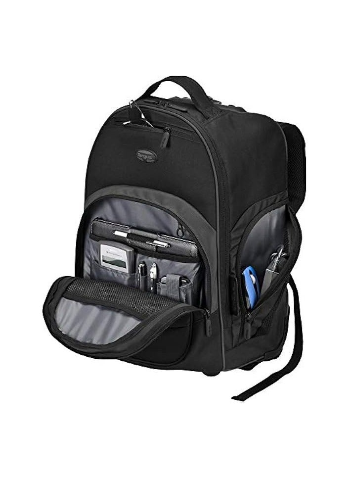 Targus 16 Inch Compact Rolling Backpack, Black - Wheeled Travel Bag, Fits Laptops Up to 16” and MacBook Pros up to 17” (TSB750US)  - Image 4