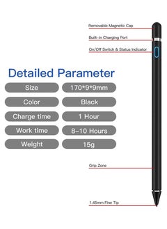 Theodor Theodor Stylus Pen for iPad with Tilt Sensitivity, iPad Stylus Pencil for iPad 10/9/8/7/6, iPad Pro 11, iPad Pro 12.9, iPad Mini 6/5, iPad Air 5/4/3, Palm Rejection, Magnetic Attachment, Black  - Image 2