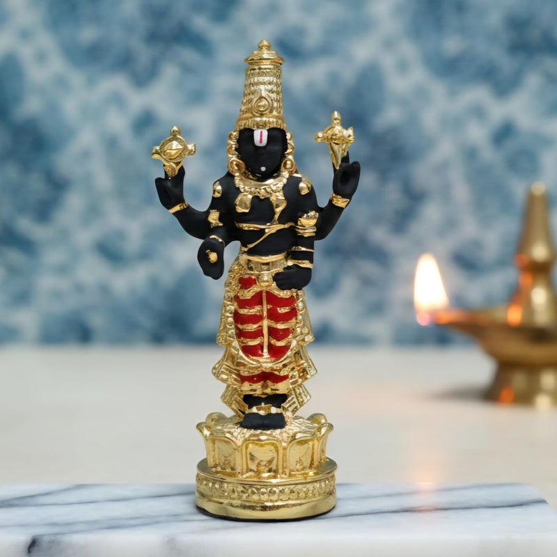 ARNAVIRA 24K Gold Plated Tirupati Balaji for Car Dashboard Gifting Home & Office Decor House Warming Gift (Balaji, Small) - Image 3
