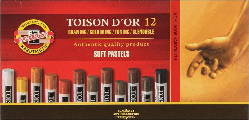 Koh-I-Noor TOISON D'OR 8522 Soft Pastel Pencils for Artists - Brown, Pack of 12 - Image 1