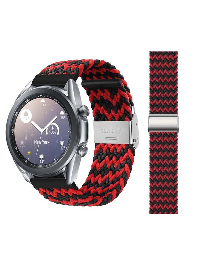 بيرفيي Adjustable Braided Solo Loop Band For Samsung Galaxy Watch3 Black/Red - Image 1