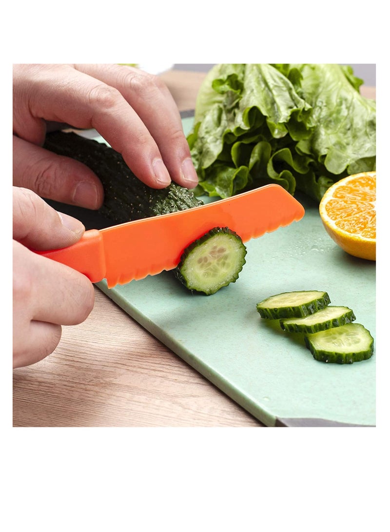 Excefore 8 Pieces Kids Kitchen Knife Set Plastic Knife - Kids Chef Nylon Knives Children's Safe Cooking for Fruit, Bread, Cake, Salad, Lettuce Knife - Image 1