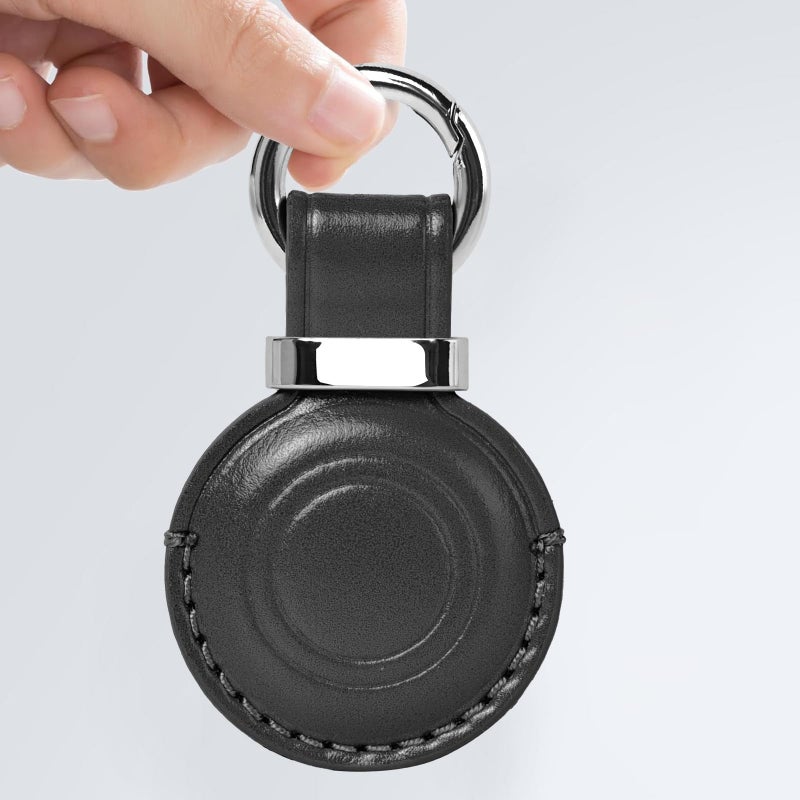 MOLOVA 1|2|4 Pack Leather Holder Keychain for AirTag 2nd Gen (2026) & 1st Gen, Compact Design with Air tag Case, Secure Protective Cover with Ring Car Keys Chain Fob Accessories, Black - Image 2