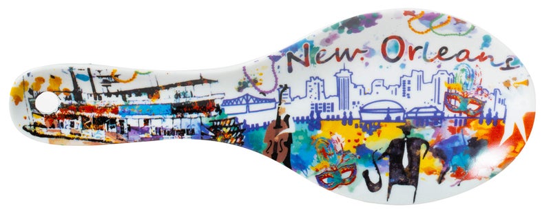 New Orleans Iconic Images Watercolor Souvenir Spoon Rest