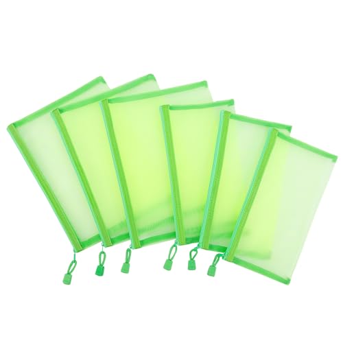 Sinzip 12 Pieces Zipper Nylon Mesh Pouch Mesh Cosmetic Bags Makeup Bags Pencil Case Multipurpose Travel Bags for Cosmetic School Office Supplies and Travel Accessories Green A5 - Image 3