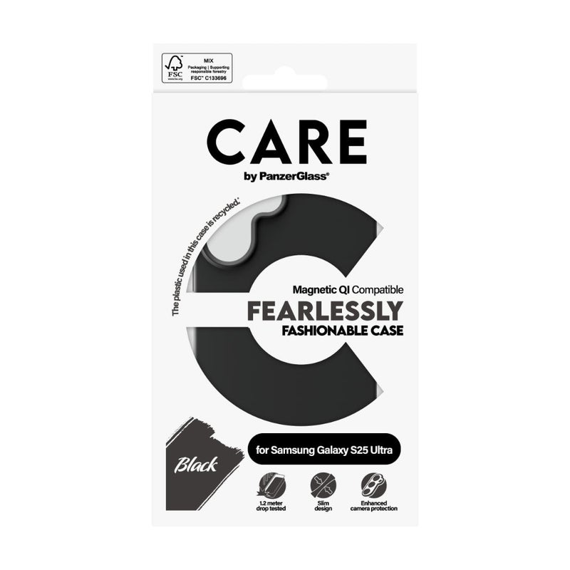 PanzerGlass Care By Panzerglass Fashion Case With Qi Compatibility For Samsung Galaxy S25 Ultra - Slim Design, Smooth Grip, Enhanced Camera Protection, Recycled Plastic, Wireless Charging - Black - Image 3