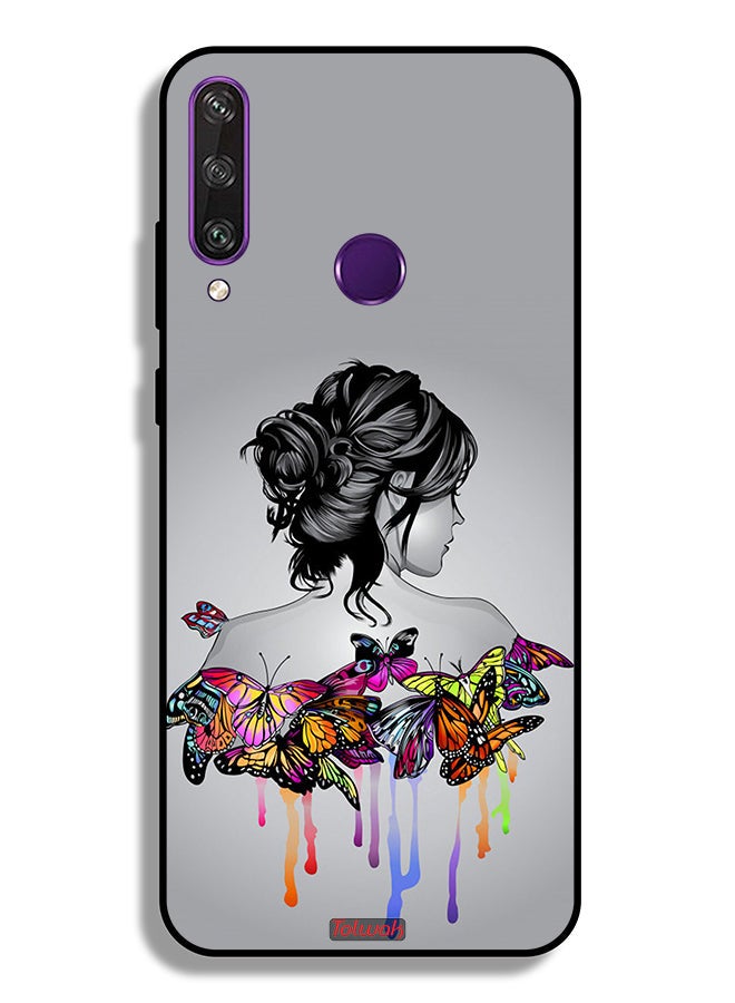 Tolwak Huawei Y6p Protective Case Cover Butterflies And Girl Abstract Art - Image 2