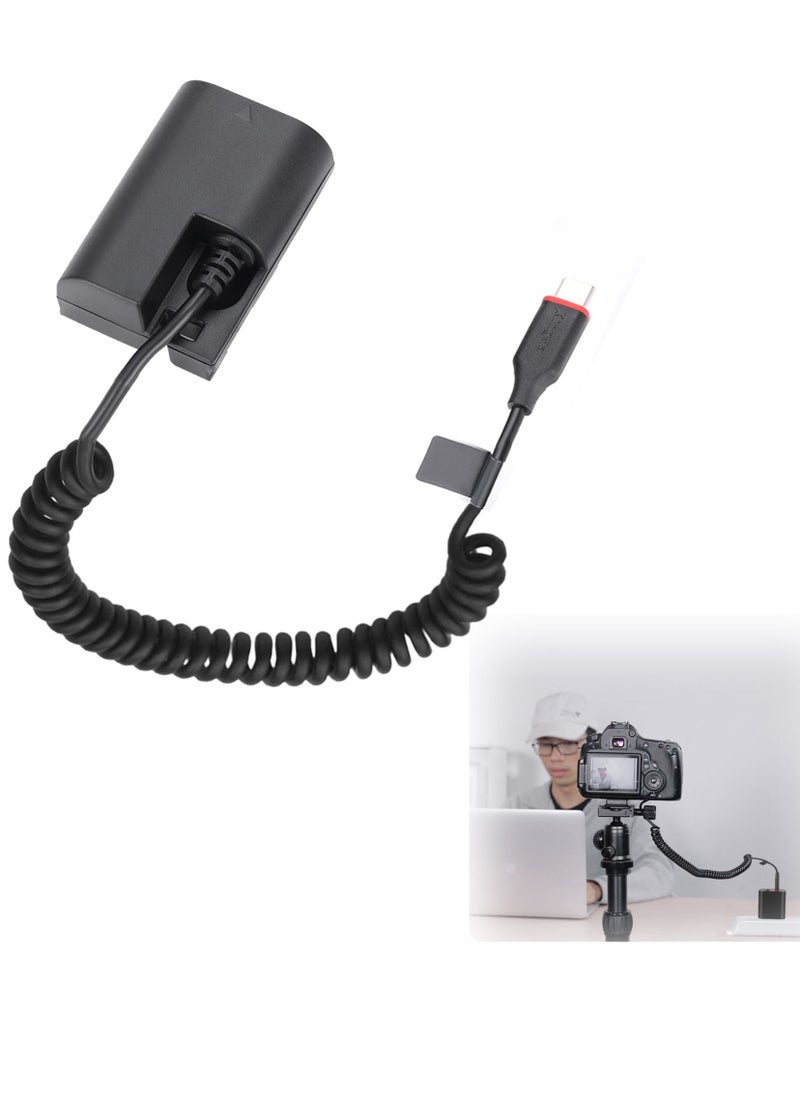 Y&D - LP-E6 Dummy Battery Decoded, Battery, Replacement with Type-C Spring Power Adapter Cable for Canon EOS R R5 R5C R6 90D 80D 70D 60D 60Da 5D - Image 1