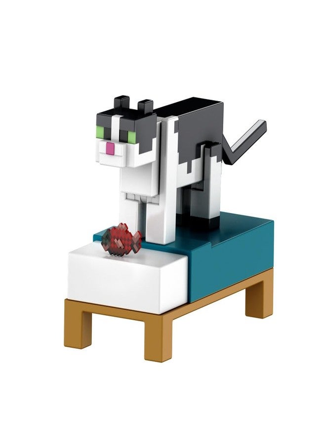 MINECRAFT تمثال حركة قطة جيلي من ماينكرافت 15 عامًا، يشمل سمك السلمون النيء وسرير - Image 5