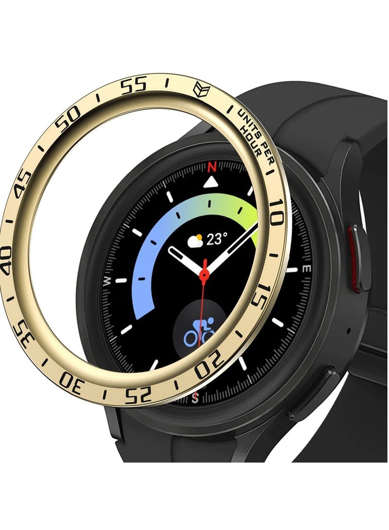 Captaintech Bezel Loop Compatible for Samsung Watch 5 Pro Bezel Ring, Stainless Steel Anti Scratch Adhesive Frame Lightweight Watch Bezel Cover for Galaxy Watch 5 Pro 45mm Gold - Image 1