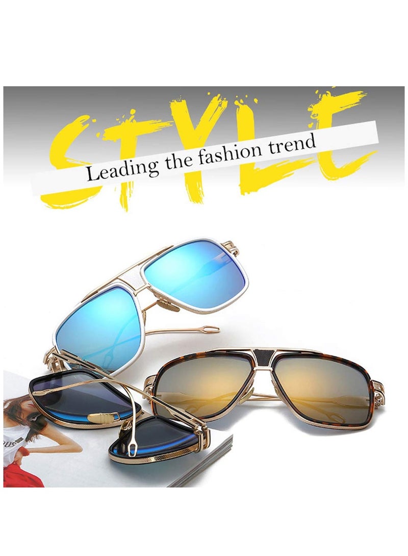 SYOSI Rectangular Polarized Sunglasses for Men Women, Fashion Metal Frame Pilot Driver Sun Glasses, Driving UV 400 Protection for Sport Outdoor Hiking Golf Cycling Fishing Eyewear (2 PACK)  - Image 5