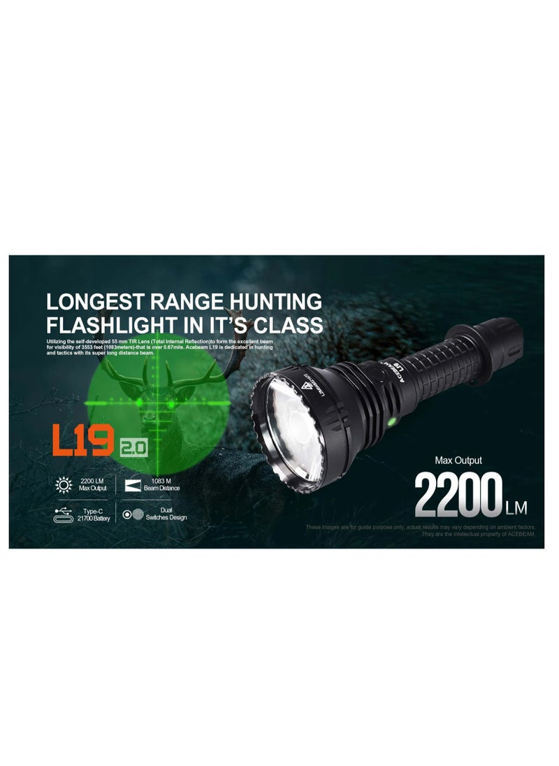 Generic - Acebeam L19 2.0 2200 Lumens Long Range Flashlight - Image 1