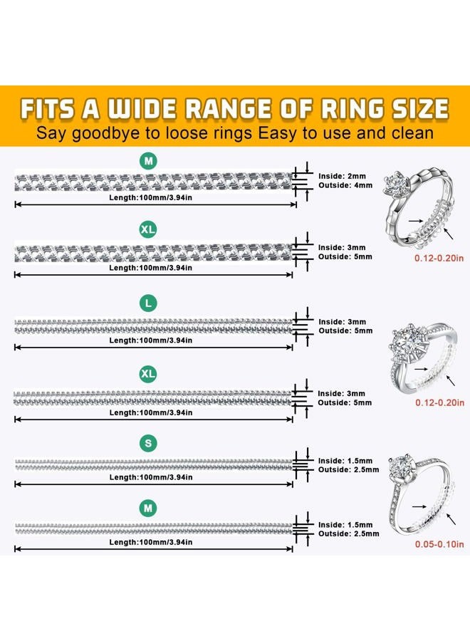 Coopache Ring Sizers for Loose Rings, 14 Pack Invisible Ring Size Adjuster Silicone, Ring Guards Spacer Tightener Resizer Fitter for Women Men, Make Ring Smaller Without Resizing Thick Band (Transparent-14PCS) - Image 4