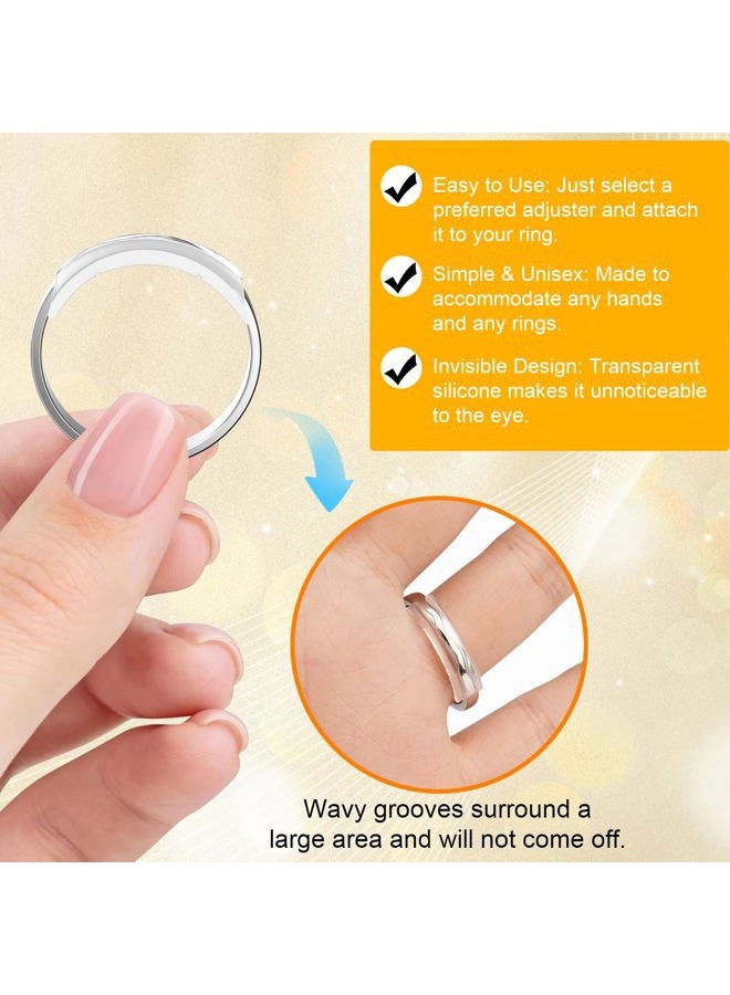 Coopache Ring Sizers for Loose Rings, 14 Pack Invisible Ring Size Adjuster Silicone, Ring Guards Spacer Tightener Resizer Fitter for Women Men, Make Ring Smaller Without Resizing Thick Band (Transparent-14PCS) - Image 2