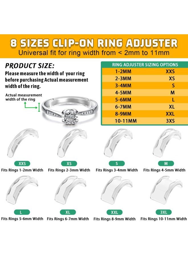 Coopache Ring Sizers for Loose Rings, 14 Pack Invisible Ring Size Adjuster Silicone, Ring Guards Spacer Tightener Resizer Fitter for Women Men, Make Ring Smaller Without Resizing Thick Band (Transparent-14PCS) - Image 3