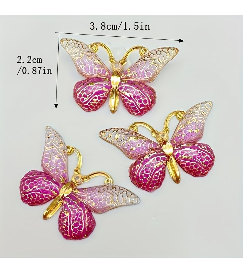 12 Mixed Color Crystal Butterfly Resin Beads Flat Back Pendants For Jewelry Craft - Image 2