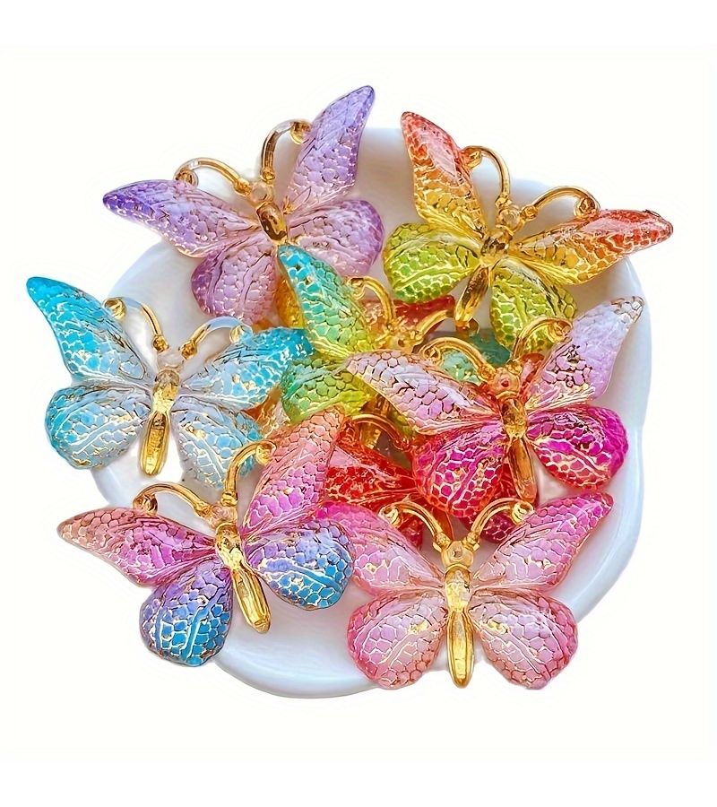 12 Mixed Color Crystal Butterfly Resin Beads Flat Back Pendants For Jewelry Craft - Image 5