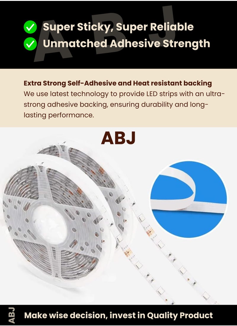 ABJ - RGB LED Strip Lights for bedroom - Multicolor with Remote USB Powered, Waterproof, Perfect LED lights for Bedroom, TV, Desktop PC, Fish Tank Decoration. Wall Strip Lights, 2m, 5m, 10m Multicolour - Image 1