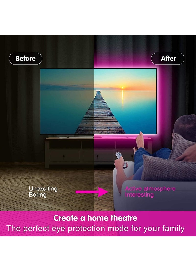 ABJ - RGB LED Strip Lights for bedroom - Multicolor with Remote USB Powered, Waterproof, Perfect LED lights for Bedroom, TV, Desktop PC, Fish Tank Decoration. Wall Strip Lights, 2m, 5m, 10m Multicolour - Image 1