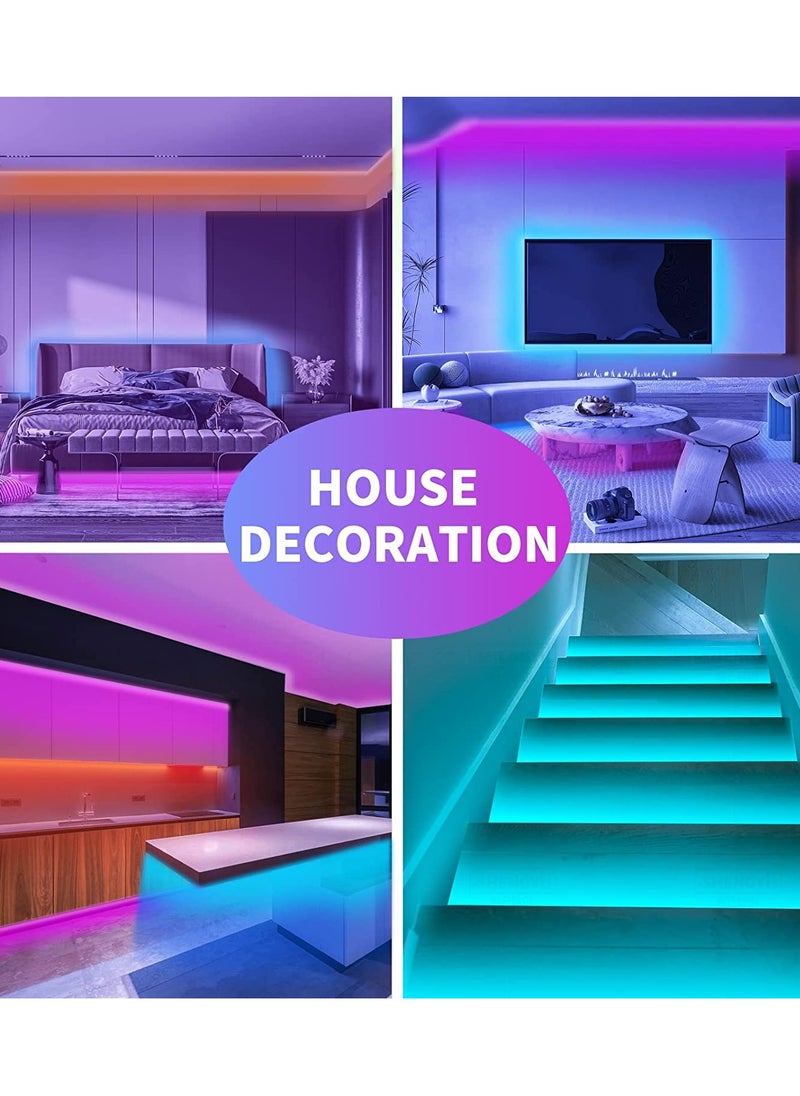 ABJ - RGB LED Strip Lights for bedroom - Multicolor with Remote USB Powered, Waterproof, Perfect LED lights for Bedroom, TV, Desktop PC, Fish Tank Decoration. Wall Strip Lights, 2m, 5m, 10m Multicolour - Image 1