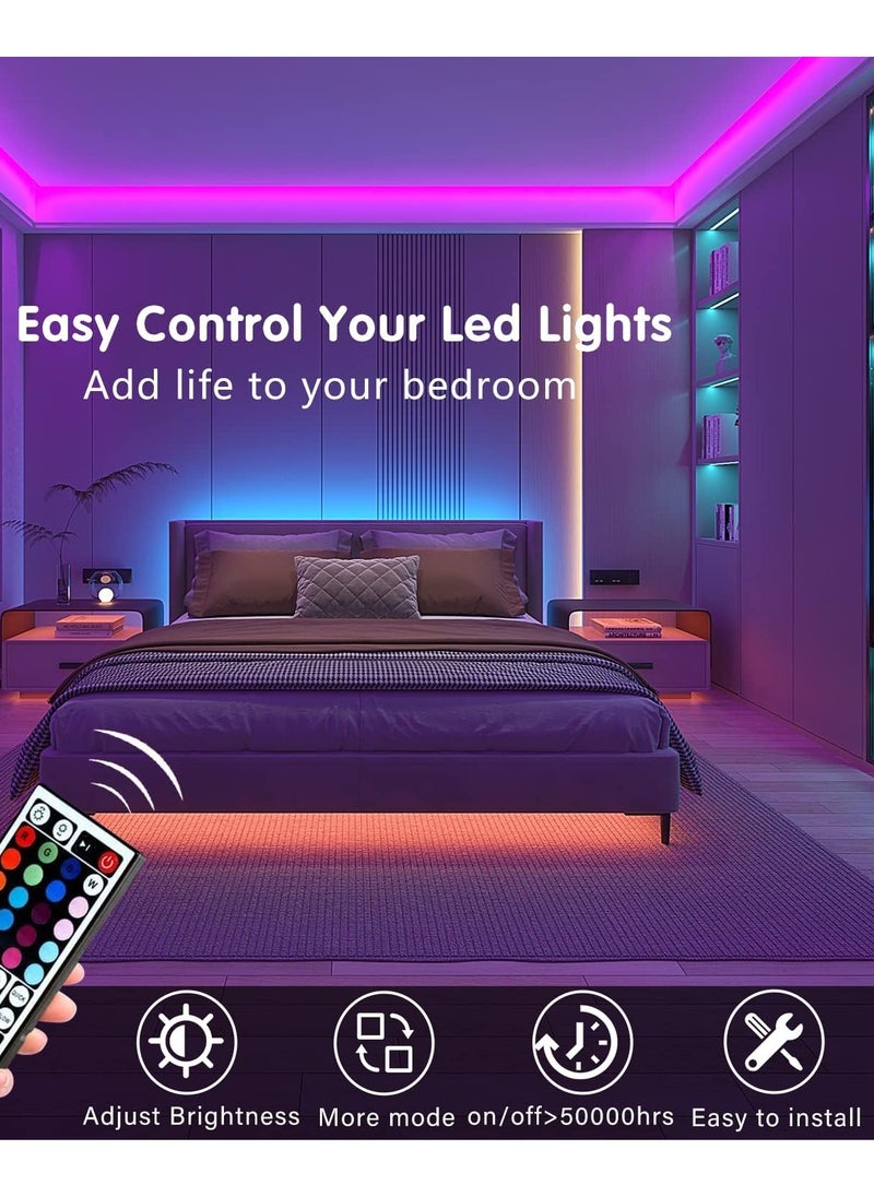 ABJ - RGB LED Strip Lights for bedroom - Multicolor with Remote USB Powered, Waterproof, Perfect LED lights for Bedroom, TV, Desktop PC, Fish Tank Decoration. Wall Strip Lights, 2m, 5m, 10m Multicolour - Image 1