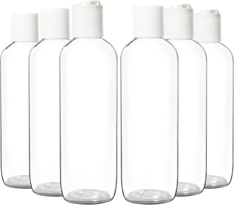 Youngever 10 Pack 8 Ounce Empty Squeeze Containers with White Disc Cap, Plastic Bottles with Disc Top Flip Cap, Refillable Cosmetic Bottles, Squeeze Containers